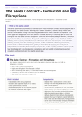 The Sales Contract - Formation and Disruptions
