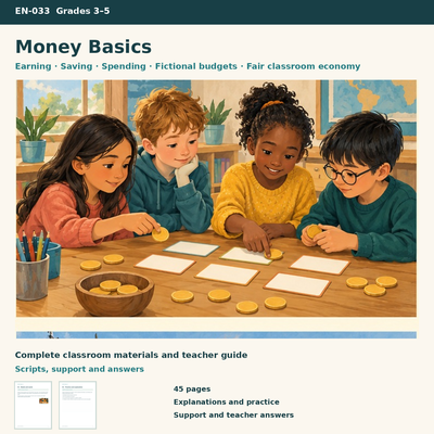 Money Basics | 8 Lessons, Budgets & Classroom Economy | Grades 3–5