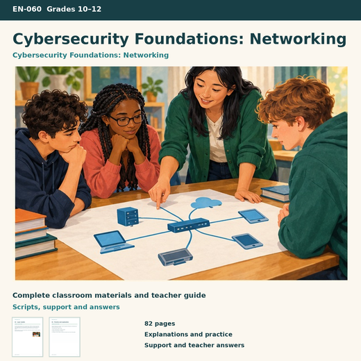 Cybersecurity Foundations: Networking | 8 Lessons & 12 Paper Labs, No Software | Grades 10–12