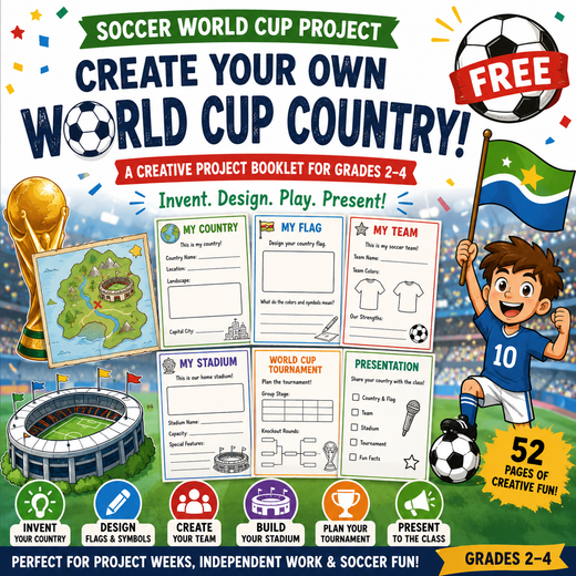 FREE Soccer World Cup Project Booklet – Create Your Own World Cup Country (Grades 2–4)