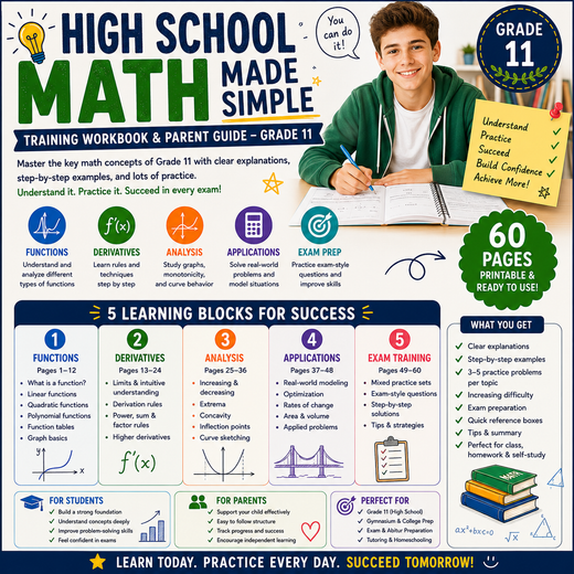 Grade 11 Math Workbook | Functions, Derivatives & Graph Analysis