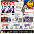 Print, Type & Op Art Bundle | Printmaking, Lettering & Optical Illusions | 3 Art Studios | Grades 5–9