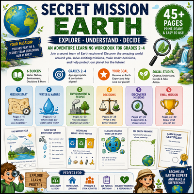 Secret Mission Earth – Environment & Sustainability Workbook for Grades 2–4