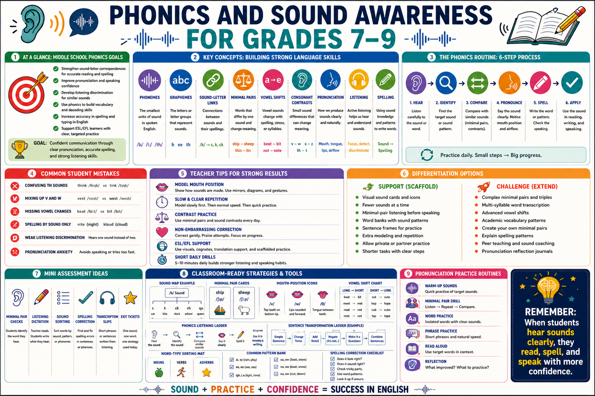 Phonics and Sound Awareness for Grades 7–9 Infographic