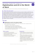 Digitalisation and AI in the World of Work