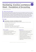 Stocktaking, Inventory and Balance Sheet