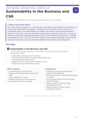Sustainability in the Business and CSR