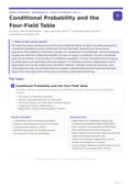 Conditional Probability and the Four-Field Table