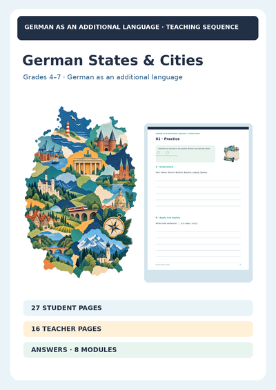 German States & Cities | The 16 Bundesländer, State Capitals & City-States | German Language & Culture Unit | Grades 6–10
