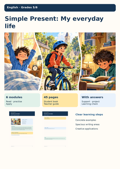 Simple Present: My Everyday Life | Routines, he/she/it Verb Endings, do/does Questions & Negatives, How Often | Grammar Unit | Grades 5–6