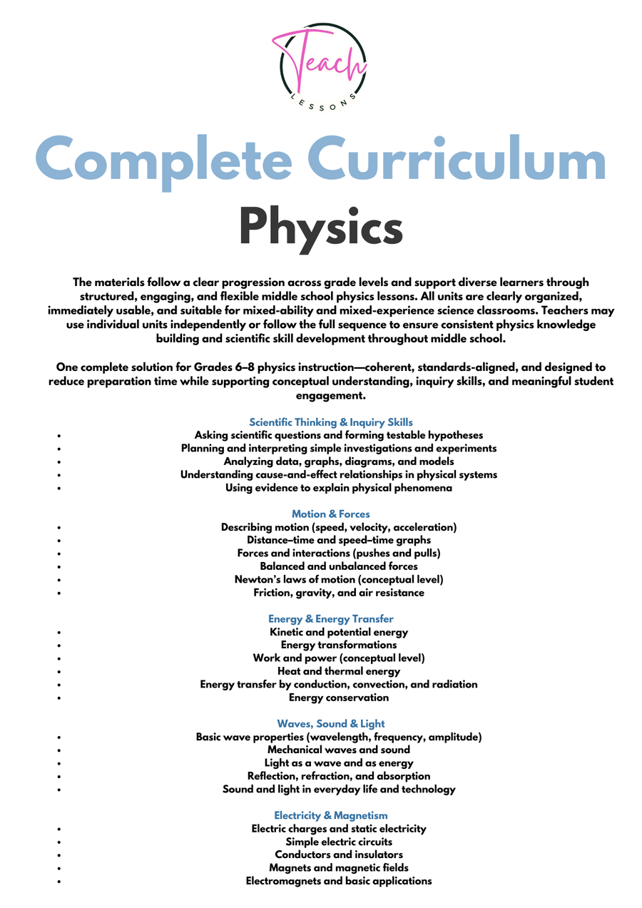 Physics Complete – Ready-to-Use Curriculum for Middle School Physics image 2