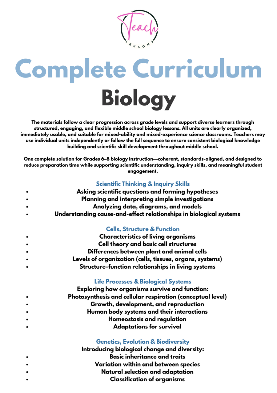 Biology Complete – Ready-to-Use Curriculum for Middle School Biology image 2