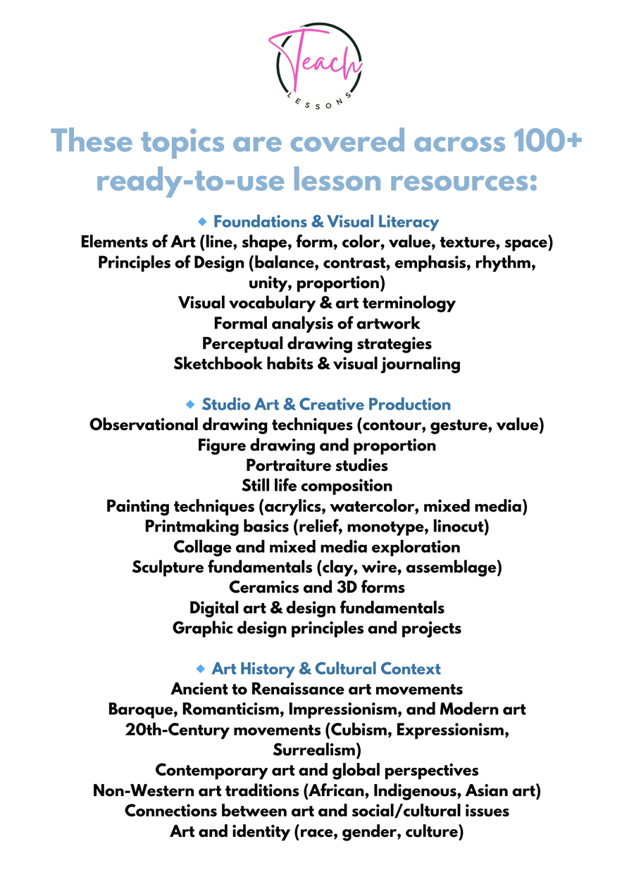 Art Complete – Ready-to-Use Curriculum for High School Art (Grades 9–12) preview 4