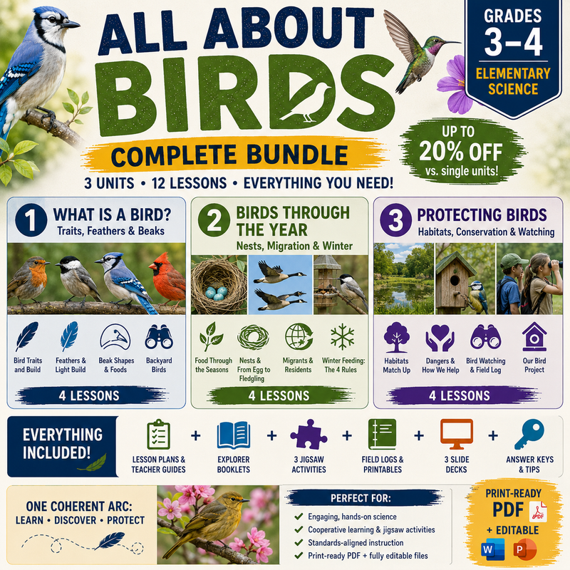 All About Birds BUNDLE: 3 Units · 12 Lessons | Elementary Science (Grades 3-4)