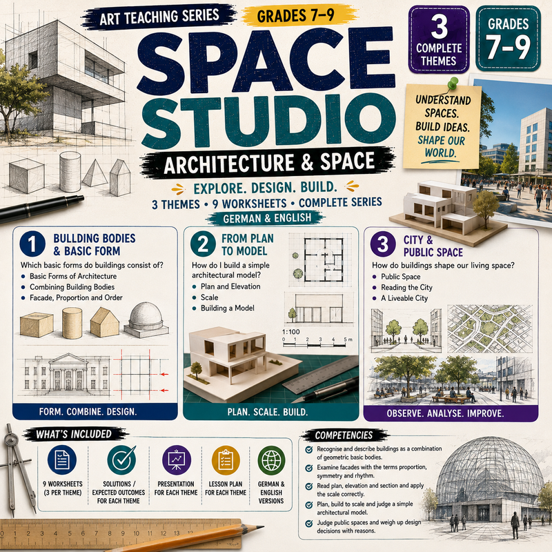 Architecture Activities | Building Forms, Floor Plans, Scale & Model Building | Middle School Art Unit | Grades 7–9