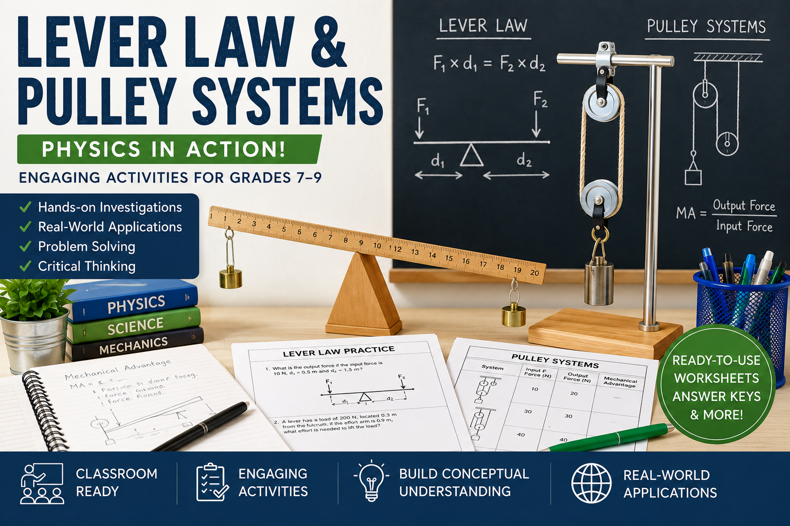 Physics Bundle – Lever Law, Pulley Systems & Escape Room
