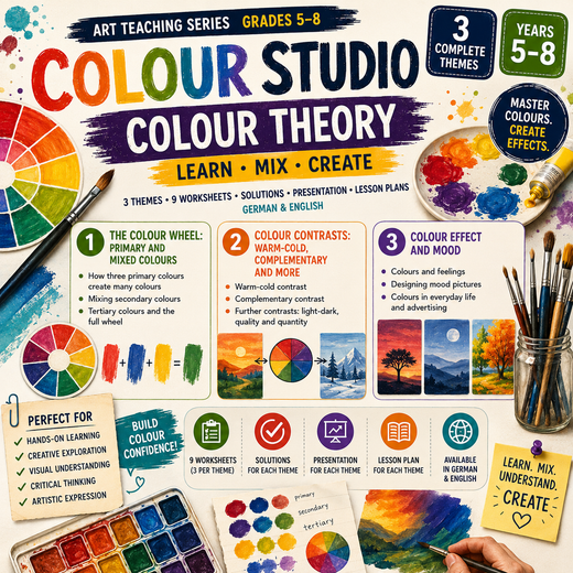 Color Theory Activities | Color Wheel, Color Mixing & Color Contrasts | Middle School Art Unit | Grades 5–8