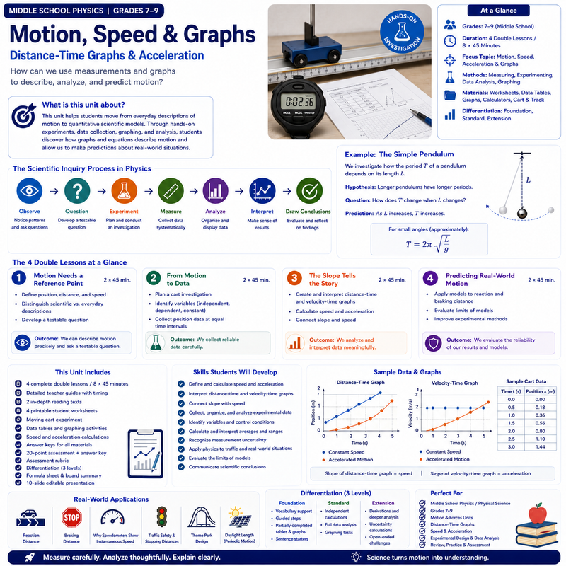 Describing Motion & Interpreting Graphs | Speed, Acceleration & Motion Graphs | Physics Unit | Grades 7–9