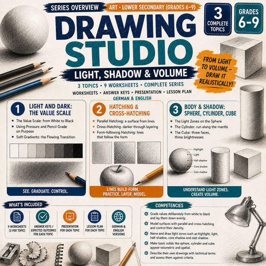 Drawing Activities | Light, Shadow & Shading Techniques | Middle School Art Unit | Grades 6–9