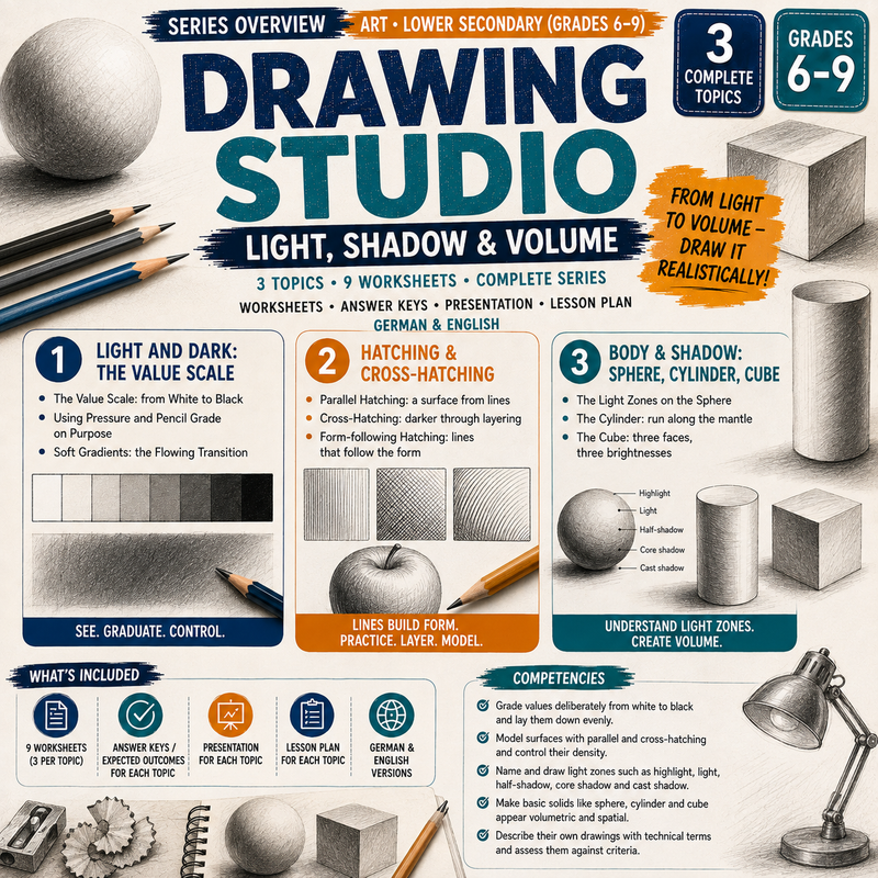 Drawing Activities | Light, Shadow & Shading Techniques | Middle School Art Unit | Grades 6–9