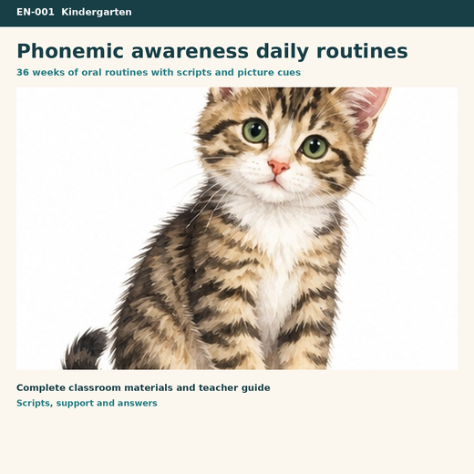 Phonemic Awareness Daily Routines | 36 Weeks of Oral Sound Routines | Kindergarten