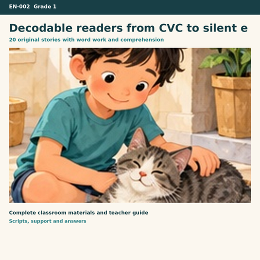 Decodable Readers Grade One | 20 Stories with Word Work & Comprehension | Grade 1