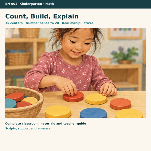 Number Sense to 20 | 15 Hands-On Math Centers | Kindergarten
