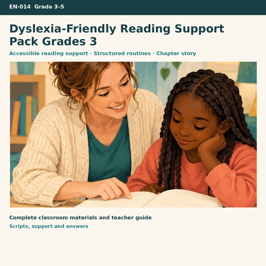 Dyslexia-Friendly Reading Support Pack | Syllable Patterns & Five-Chapter Story | Grades 3–5