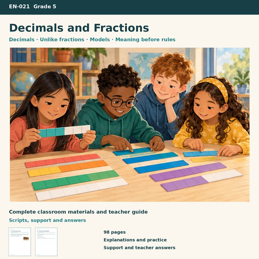 Math Bundle | Decimals and Fractions, Volume, Statistics & Transformations | 4 Units | Grades 5–8