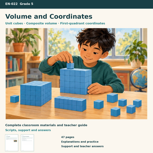 Volume and the Coordinate Plane | 8 Lessons, Case Cards & a Project | Grade 5