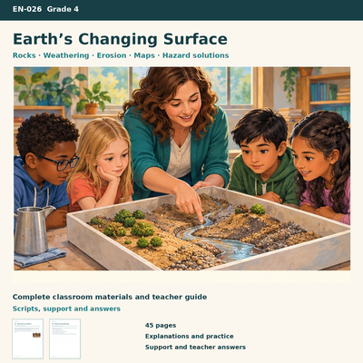 Earth's Changing Surface | 8 Lessons, Case Cards & a Project | Grade 4