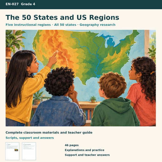 US Regions and State Geography | 8 Lessons, Case Cards & a Project | Grade 4