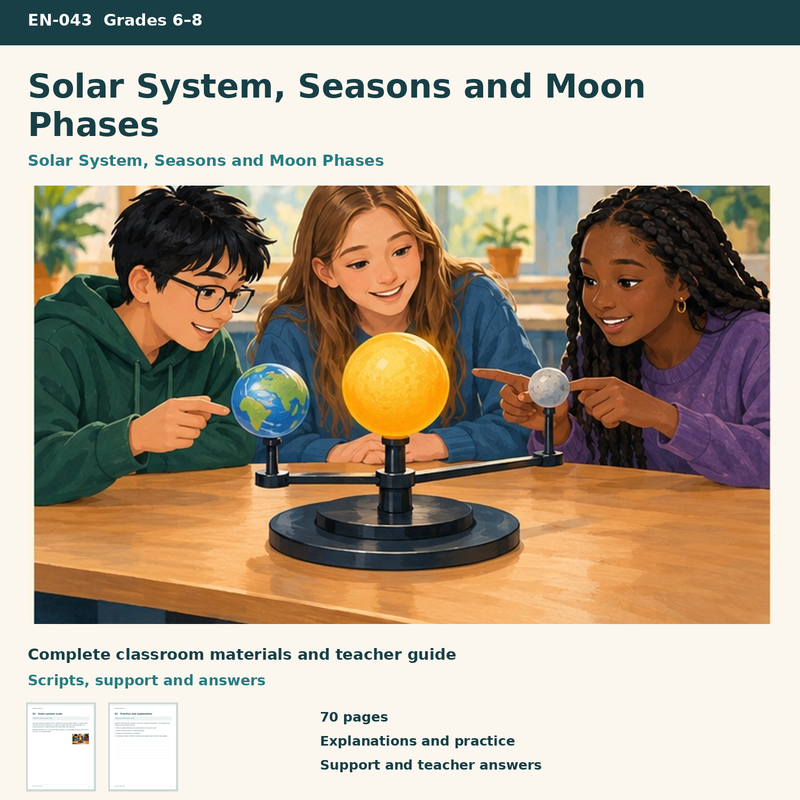 Earth and Space: Solar System, Seasons & Moon Phases | 8 Lessons, 6 Model Labs | Grades 6–8