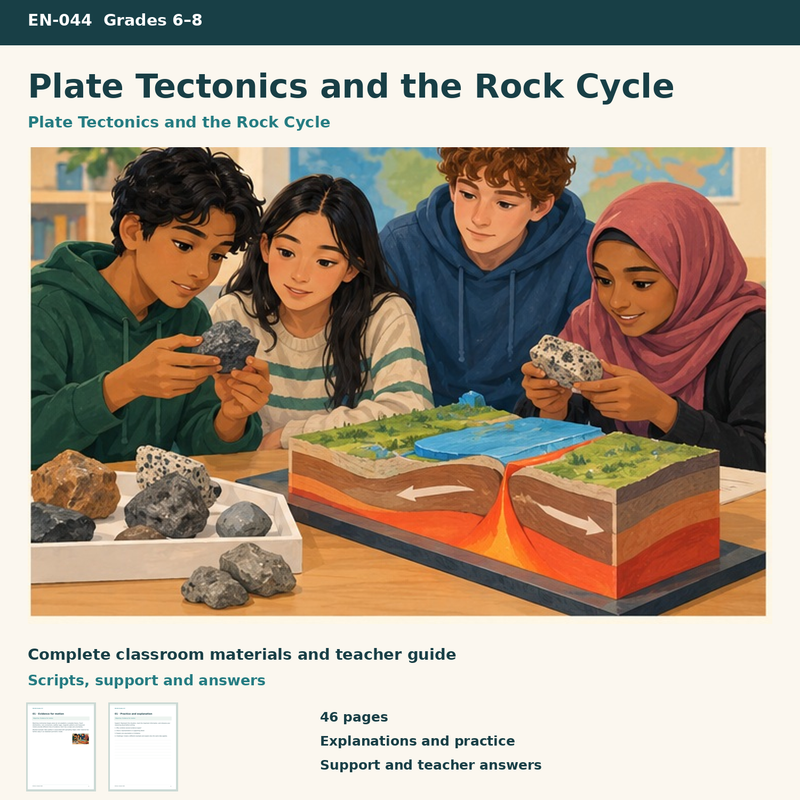 Plate Tectonics and the Rock Cycle | 8 Lessons, Case Cards & a Project | Grades 6–8