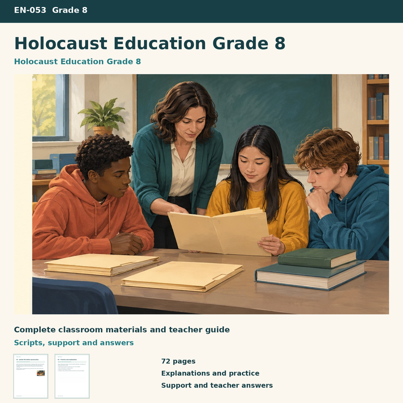 Holocaust Education Grade 8 | 8 Lessons, 10 Document Studies & 2 Biographical Studies | Grade 8