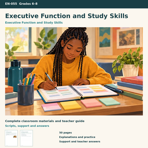 Executive Function and Study Skills | 8 Lessons, 4 Planning Tools & a Project | Grades 6–8
