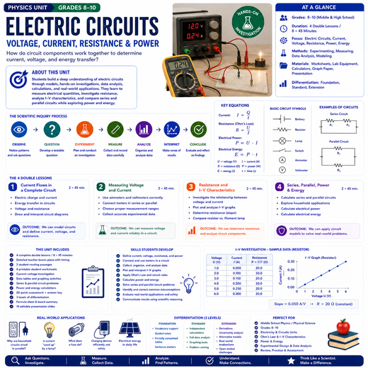 Electric Circuits | Voltage, Current, Resistance & Power | Physics Unit | Grades 8–10