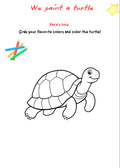 Turtle Painting Worksheet – Calm Art Activity for K–4 Students