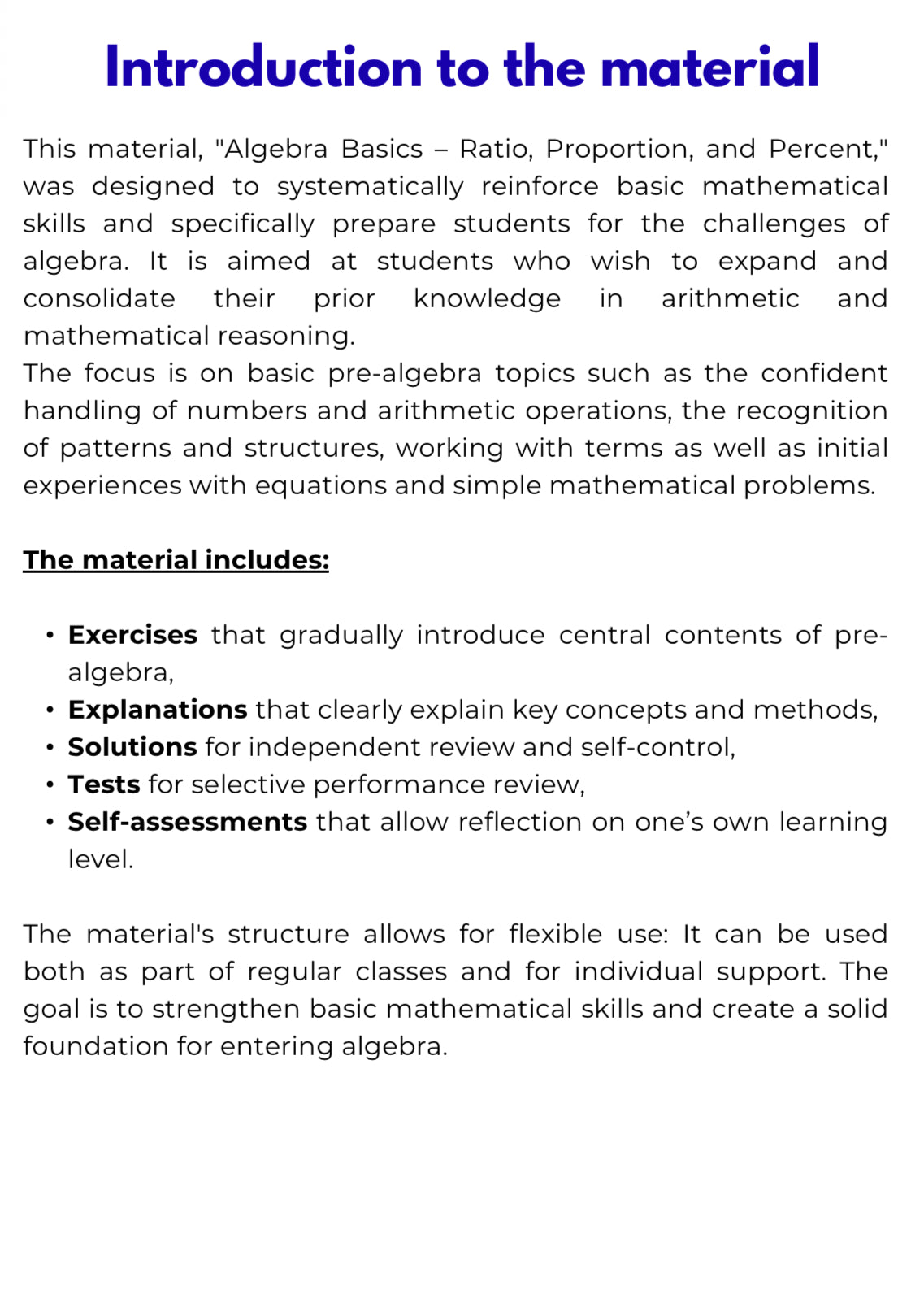 Algebra Basics – Ratio, Proportion and Percentage | Math Foundations Workbook | GRADE 5–9