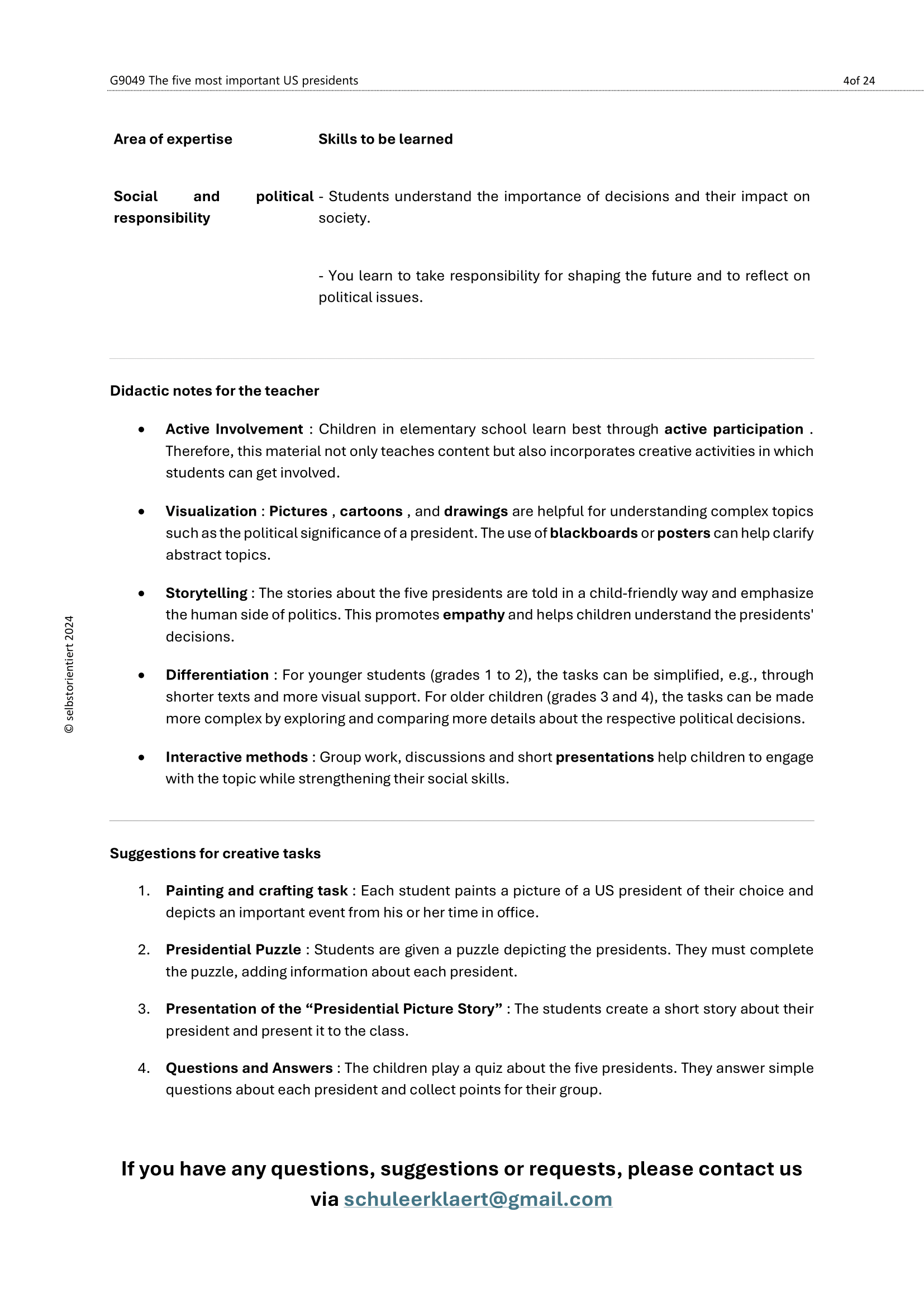Meet the Presidents – George Washington to Donald Trump (Grades 3–4)