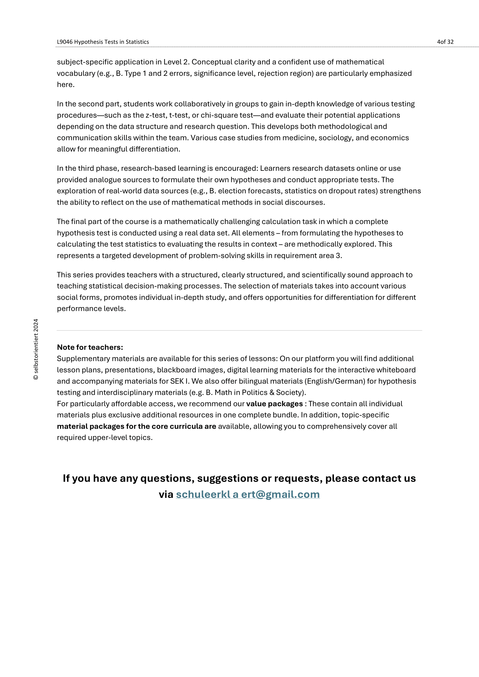 Hypothesis Testing & Errors – Full Statistics Unit (Grades 11–12)