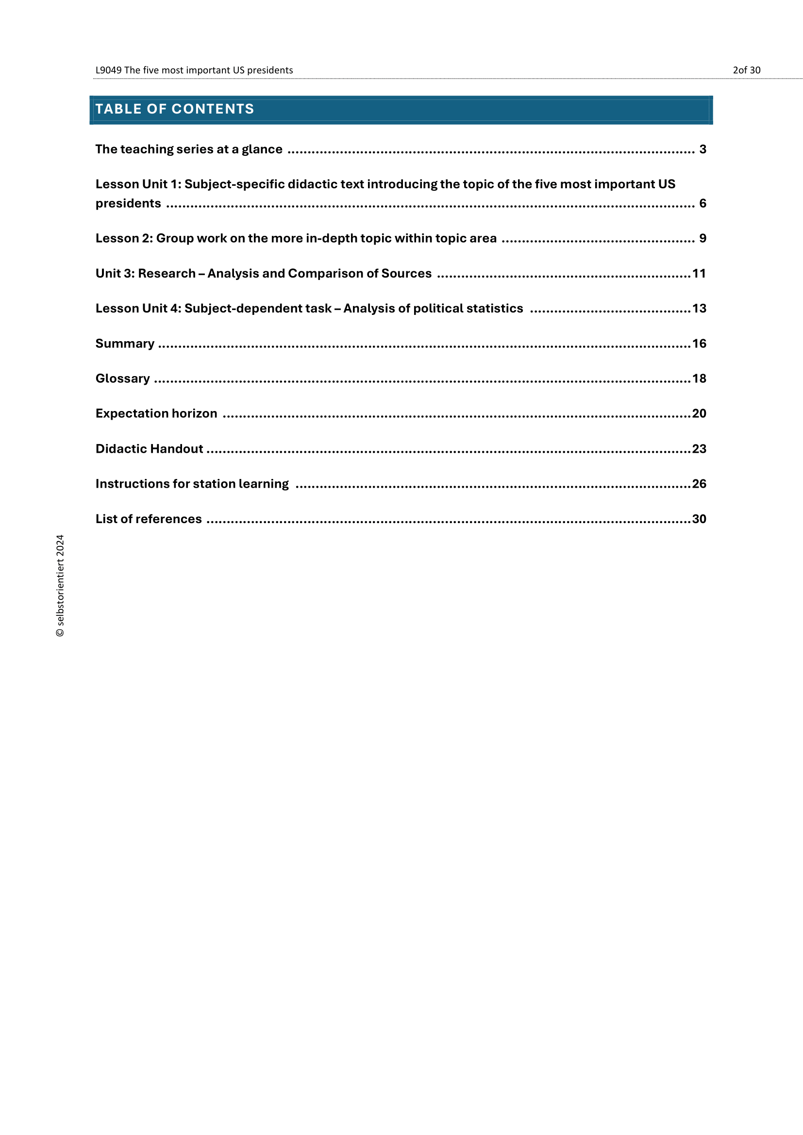 Top 5 U.S. Presidents in History – Teaching Material for Upper Secondary (Grades 11–13)