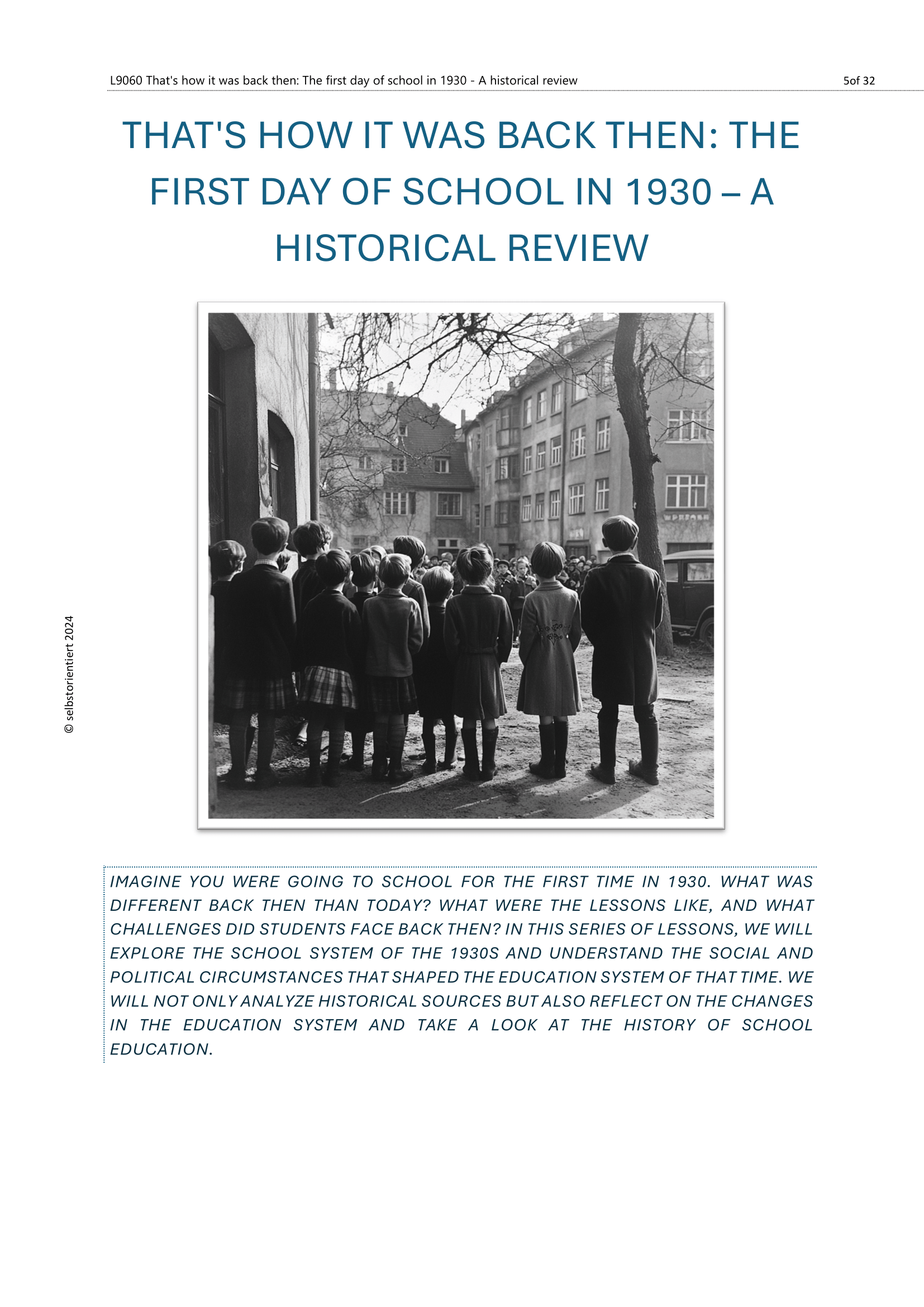 The First Day of School in 1930 – Historical Insight into Weimar Germany