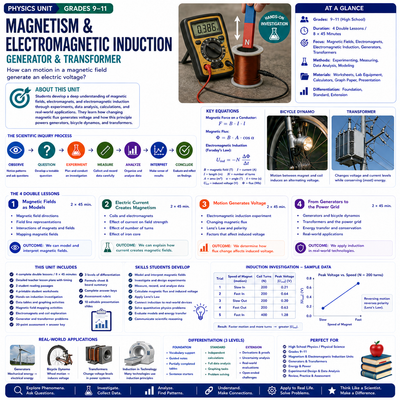 Magnetism & Electromagnetic Induction | Generators & Transformers | Physics Unit | Grades 9–11