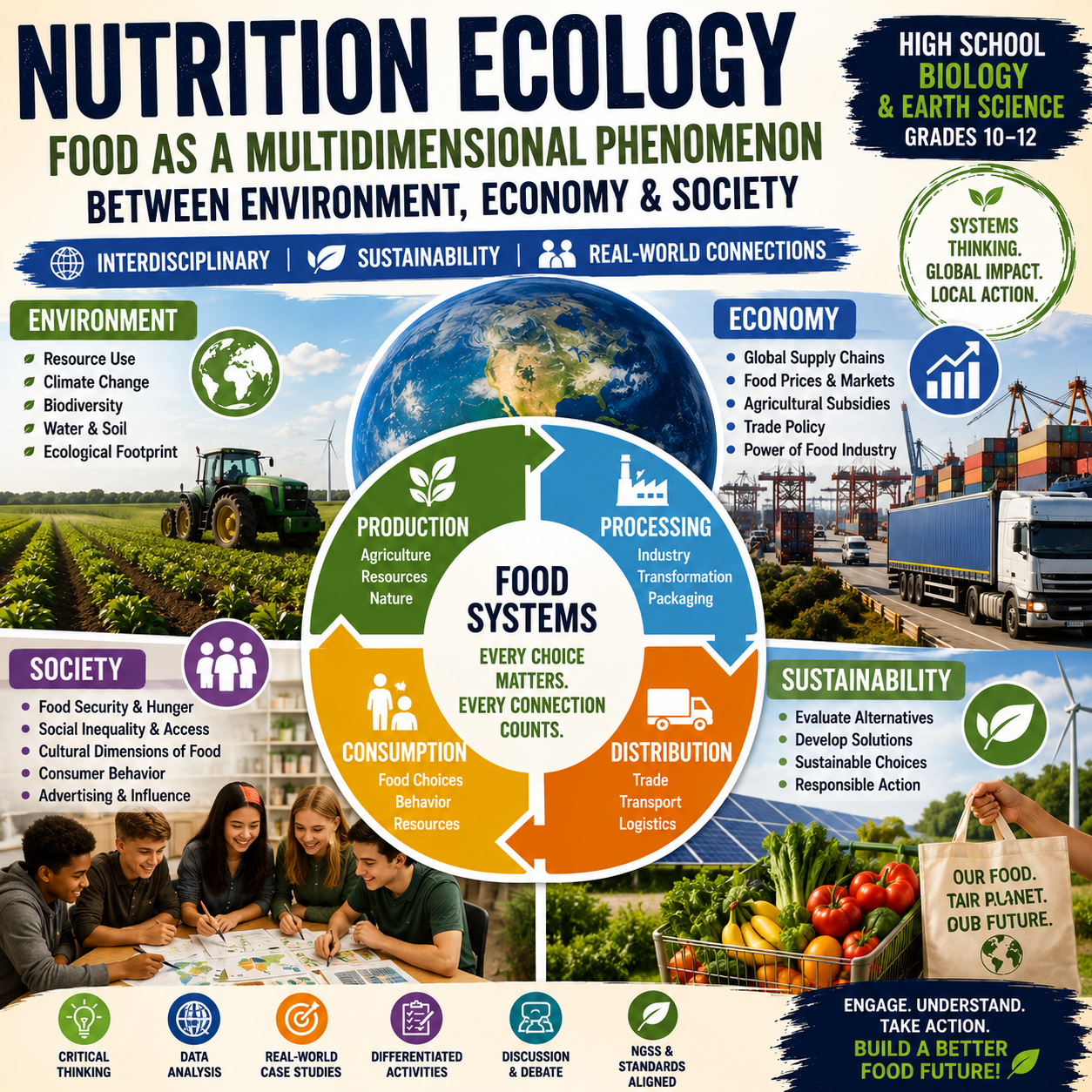 Nutrition Ecology High School Biology Teaching Resources Food Systems Sustainability Environmental Science Climate Change Biodiversity Food Security Global Supply Chains Ecological Footprint STEM Grades 10-12