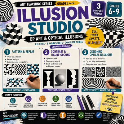 Op Art Activities | Optical Illusions, Patterns & Visual Perception | Middle School Art Unit | Grades 6–9