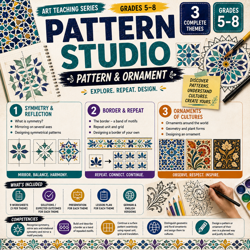Pattern & Ornament Activities | Symmetry, Repeating Patterns & Decorative Design | Middle School Art Unit | Grades 5–8