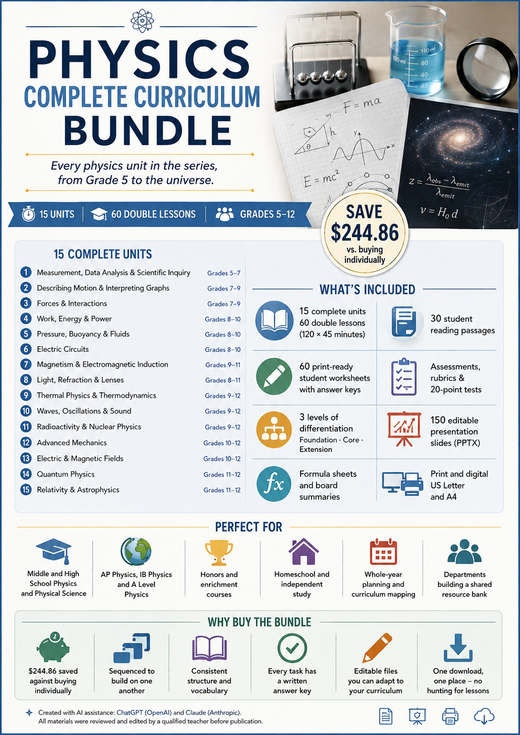 Physics Complete Curriculum Bundle | 15 Ready-to-Teach Units | Grades 5–12