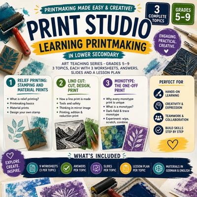 Printmaking Activities | Linocut, Relief Printing & Monotype Art Lessons | Grades 5–9