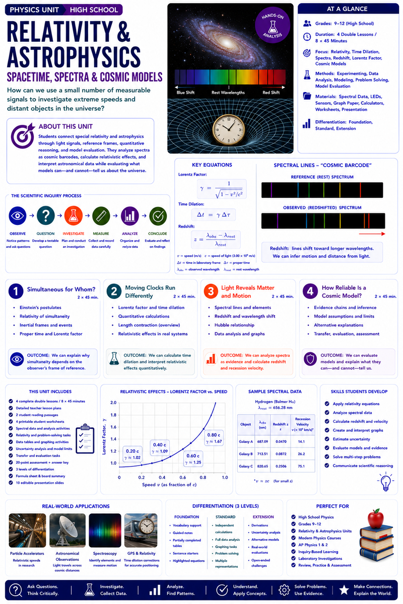 Relativity & Astrophysics | Time Dilation, Spectra & Redshift | Physics Unit | Honors & AP